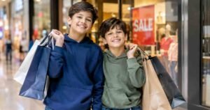 Childrens with shopping mood in Lagoona Mall